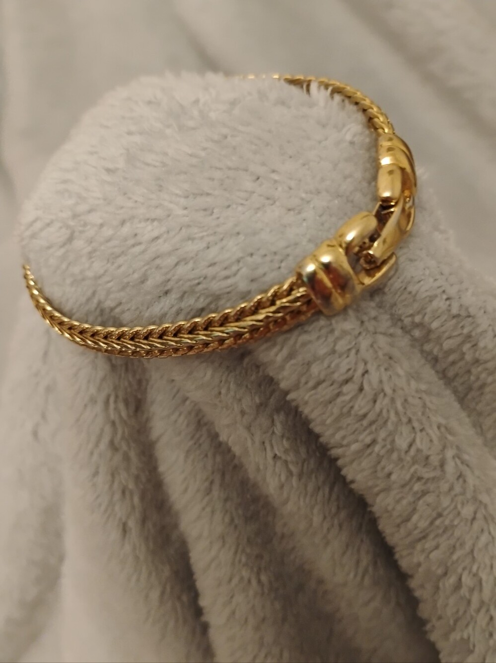 Vintage Gold Braided Woven Chain Bracelet - Stamped Monet.